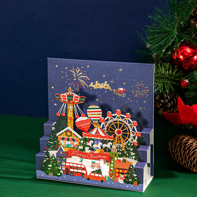 贺卡wishmade圣诞节3d立体卡片创意手写纸雕圣诞树贺卡