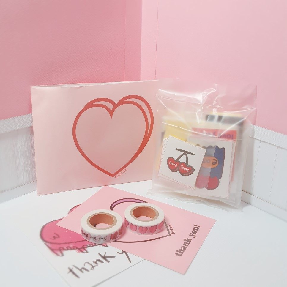 mazzzzy韩国ins爱心少女贴纸纸包手帐笔记本电脑水杯贴纸