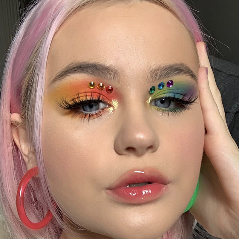 眼影多彩彩色儿童盘哑珠光闪亮蓝色彩虹舞台眼影