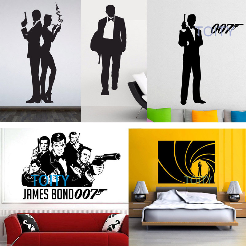 电影海报贴画詹姆斯邦德jamesbond剪影影院墙面装饰墙贴