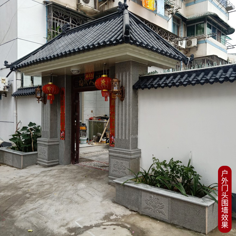 一体仿古屋檐瓦配件门头围墙马头墙屋顶中式装饰复古琉璃塑料瓦片