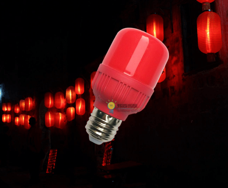 新年灯笼配件led灯泡超亮红色生鲜猪肉灯节红光红灯e27彩色灯灯泡