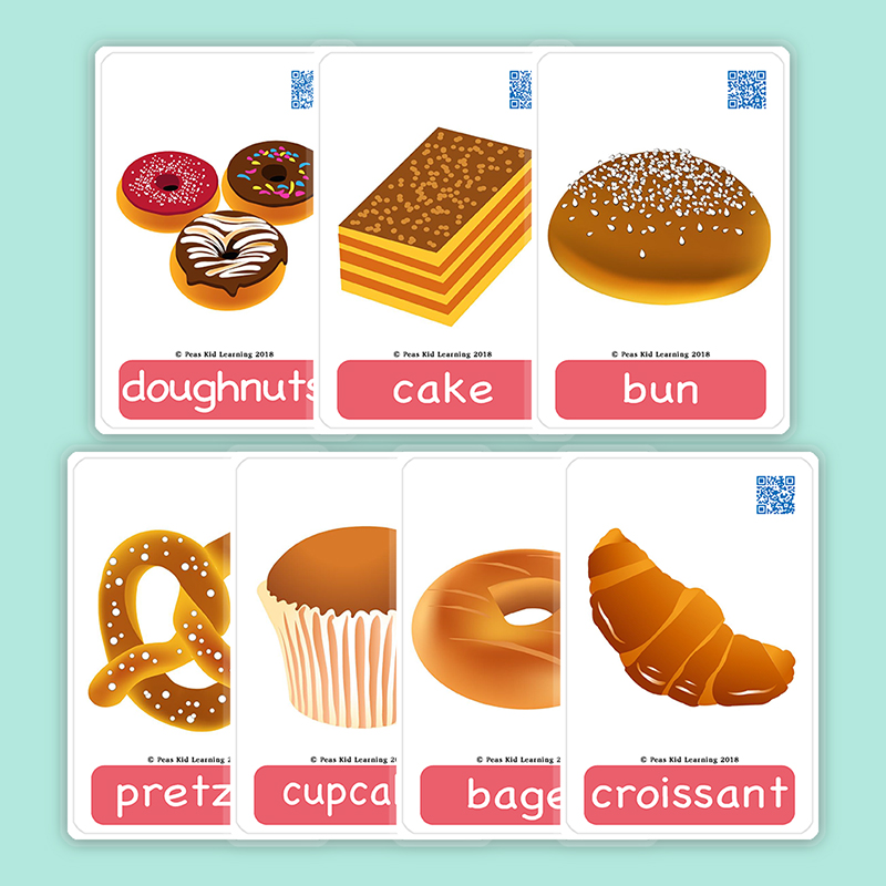 儿童英语面包单词卡片幼儿园breadcards早教早教闪卡