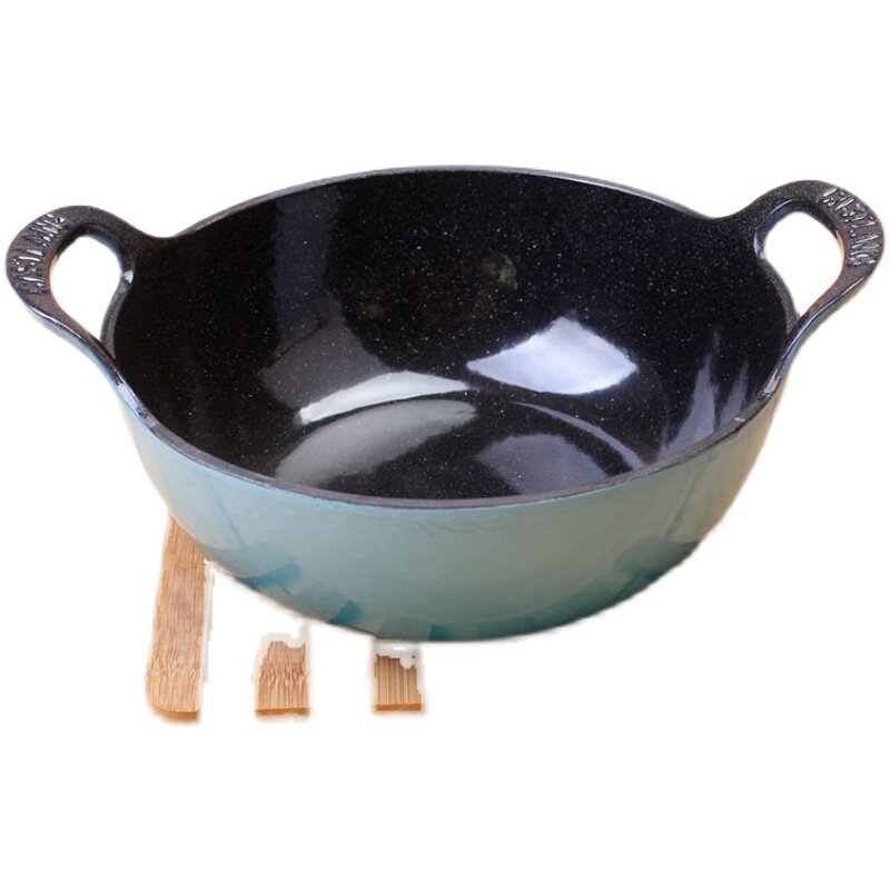 新品21cm铸铁珐琅元宝锅头头盔网红小蓝搪瓷炖锅