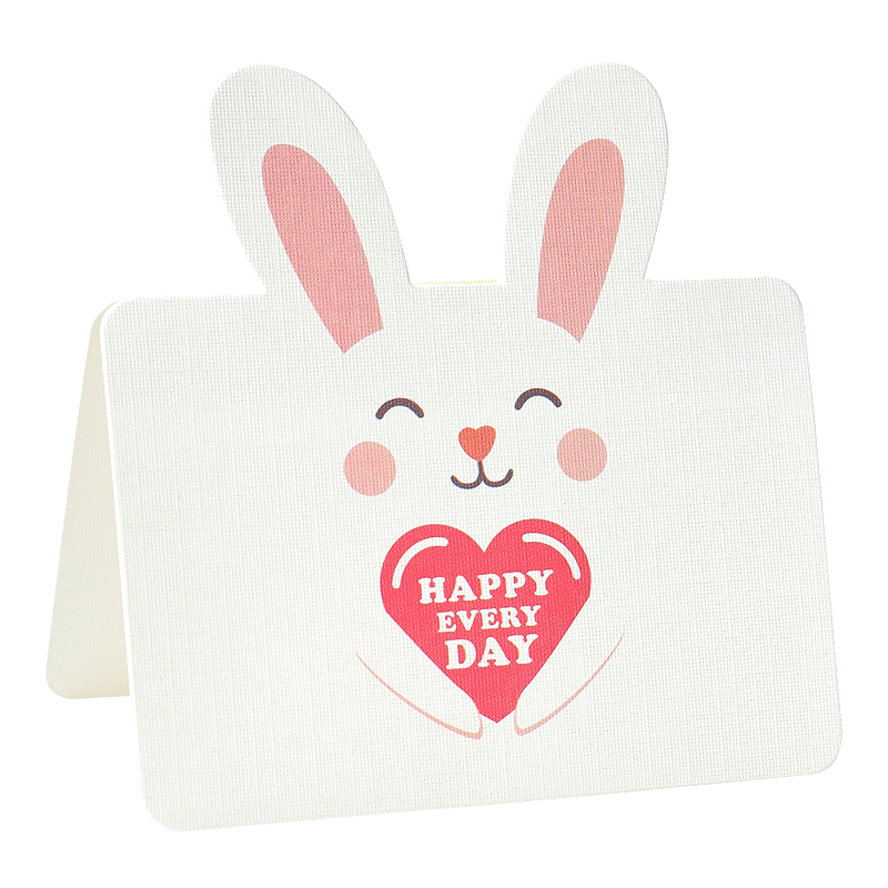 节日贺卡可爱创意卡通兔子月亮立体留言卡片贺卡