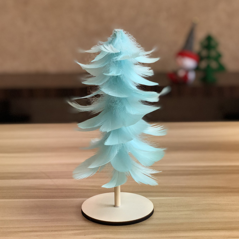 圣诞节装饰品 圣诞树粉色ins羽毛diy材料包 手工制作精美桌面摆件
