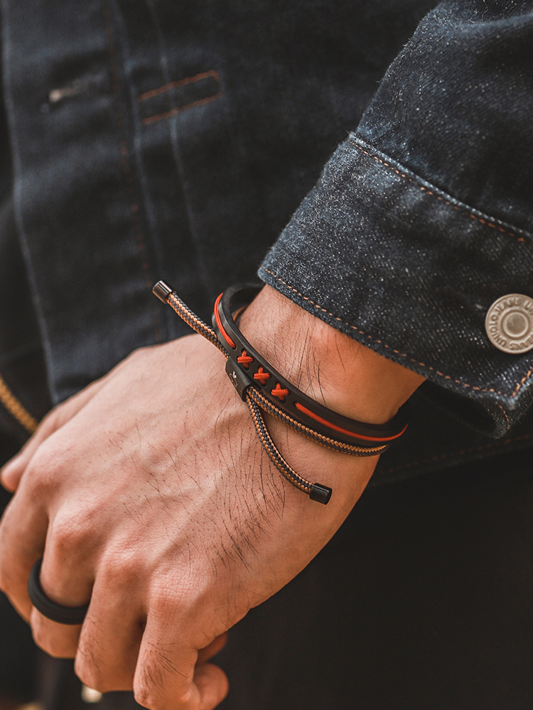 pighen手绳男手环船绳潮牌情侣手链潮流生日礼物手绳男简约红色