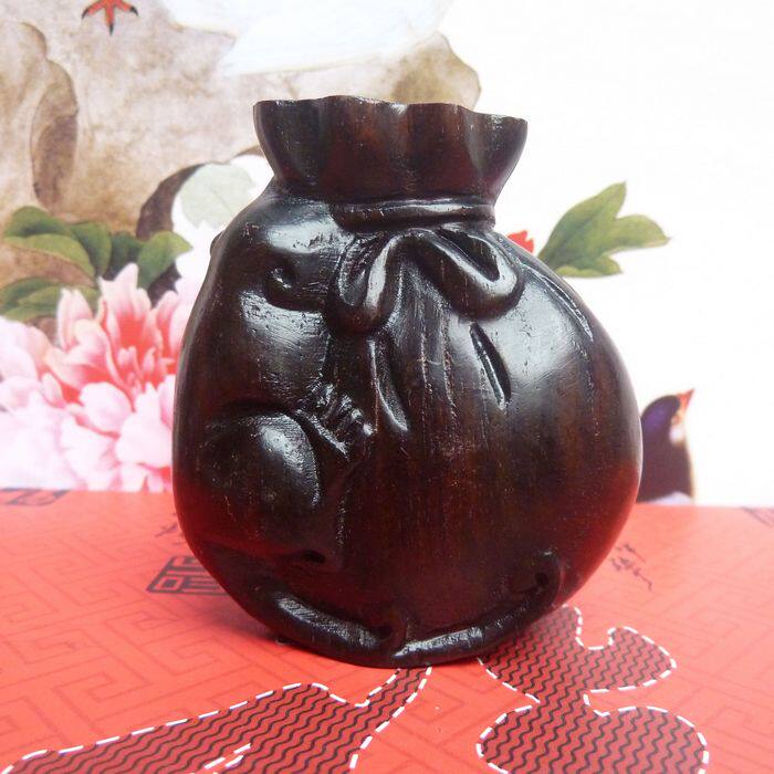 趣味酸枝钱袋手把摆件木雕精品两寸工艺品收藏木雕