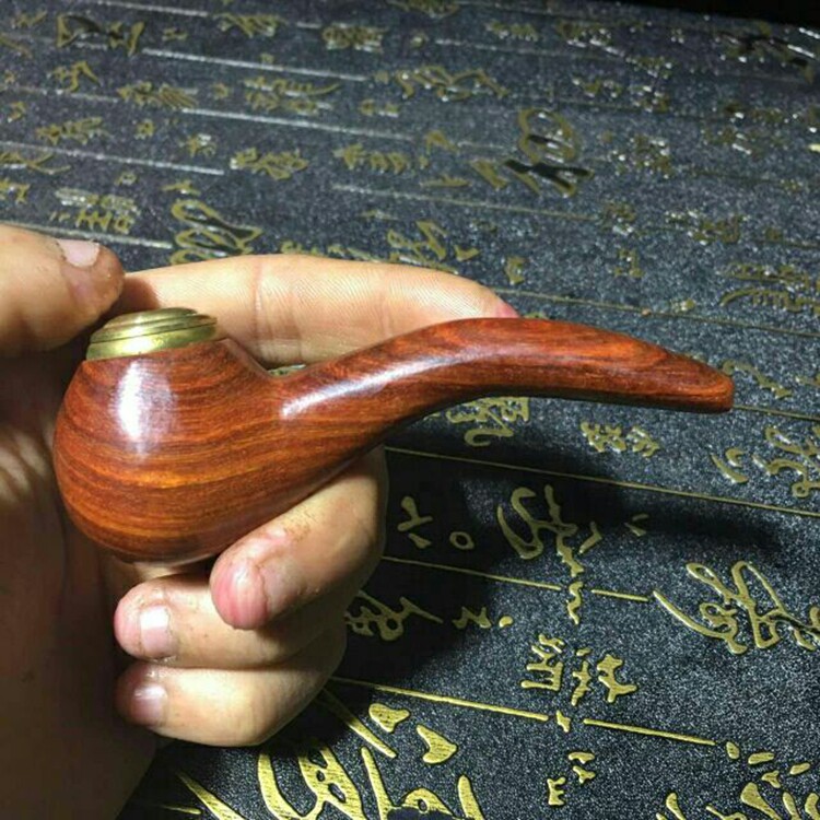 烟斗红豆杉虎皮红檀木雕清洗过滤型弯式古典烟丝烟斗