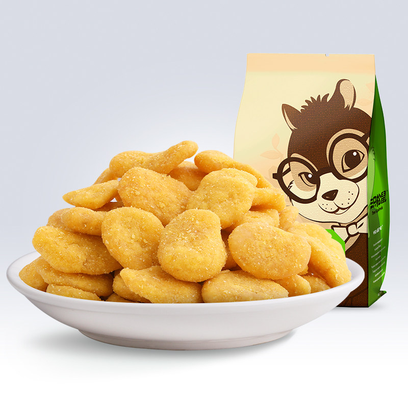 【三只松鼠_蟹香蚕豆205gx2袋】休闲小零食特产炒货小吃蟹黄味