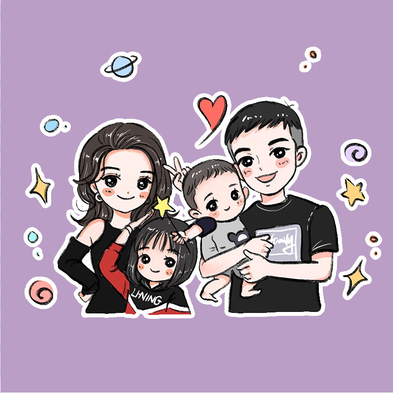 手绘头像定制真人照片漫画卡通微信logo蜡笔手绘真人