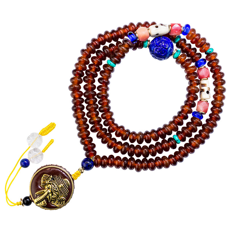 天然羊角108颗佛珠满血手串女男款文玩手链复古民族风毛衣链原创