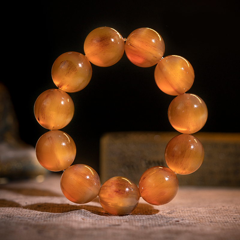 天然满血羊角手串女男士佛珠西藏民族风桶珠手链手链