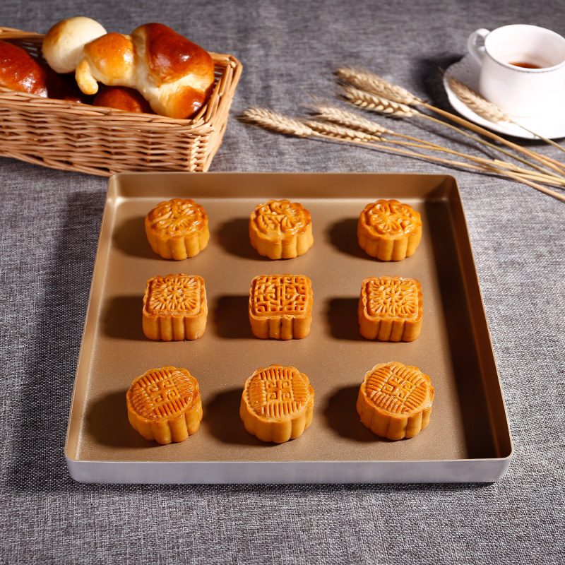 三能烤盘sn1312 金色不粘方形烤盘 蛋糕饼干月饼烘焙模具烤箱家用