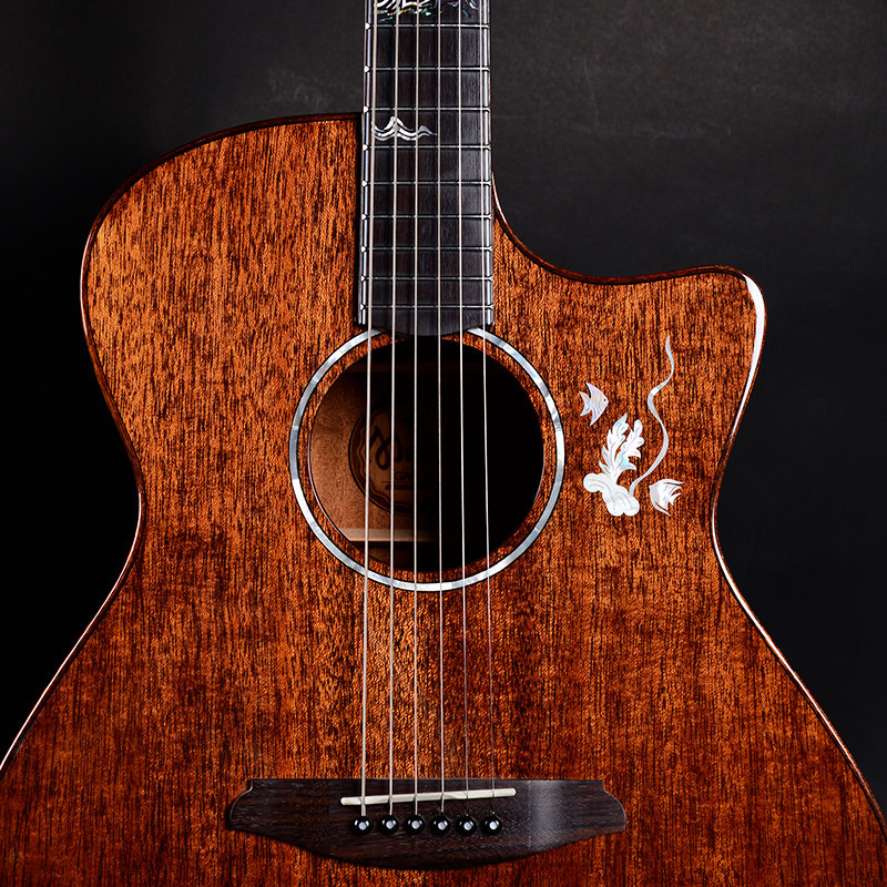 美罗mollo41寸单板民谣吉他桃花芯木初学者入门吉他民谣吉他