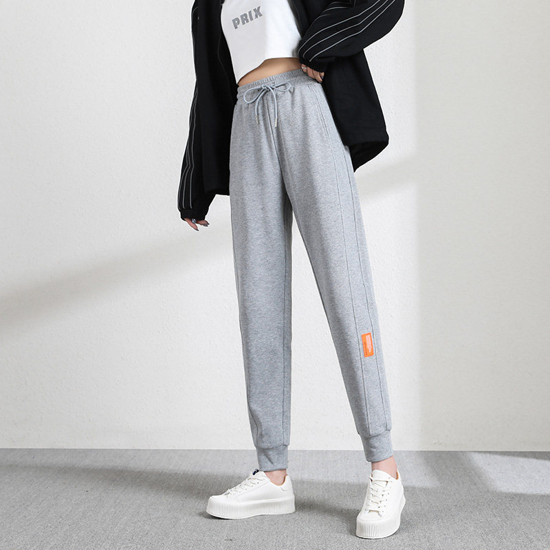 灰色运动裤女2021年新款宽松束脚春夏哈伦卫裤休闲裤
