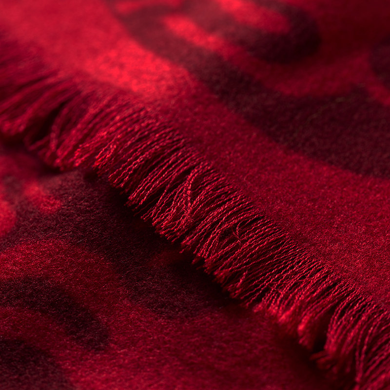 福字系列真丝拉绒围巾秋冬季桑蚕丝青年时尚中国风国潮围巾真丝拉绒