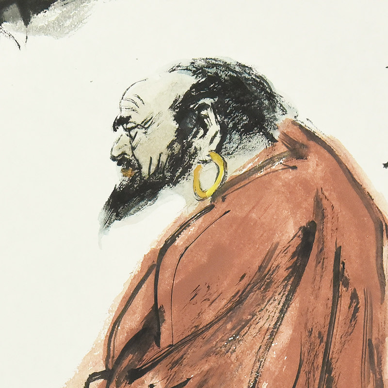 西泠印社黄镇中国画达摩面壁达摩面壁字画办公室卧室装修文房四宝