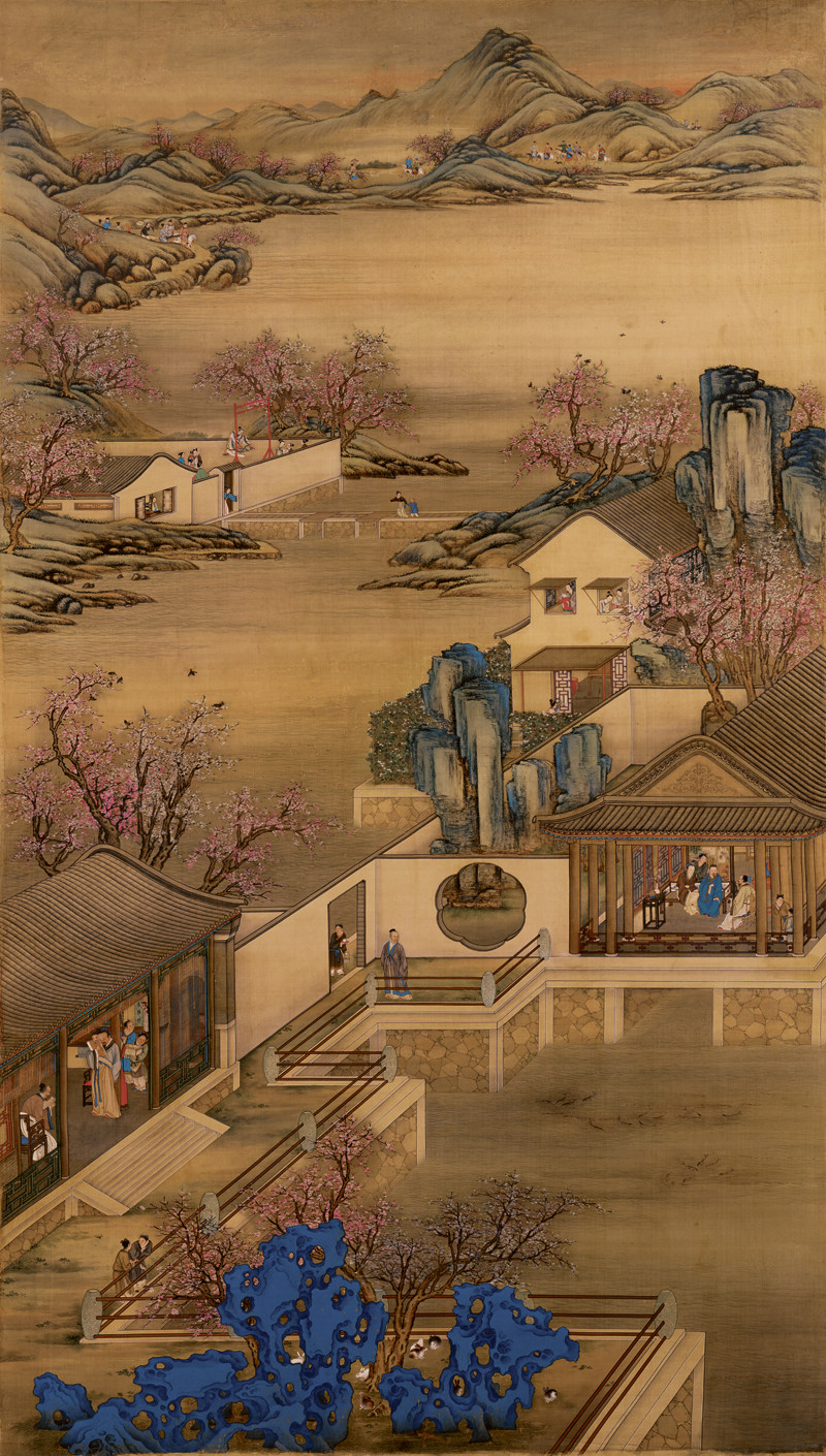 世宁雍正十二月圆明园行乐乐图单副清代古画超清设计素材