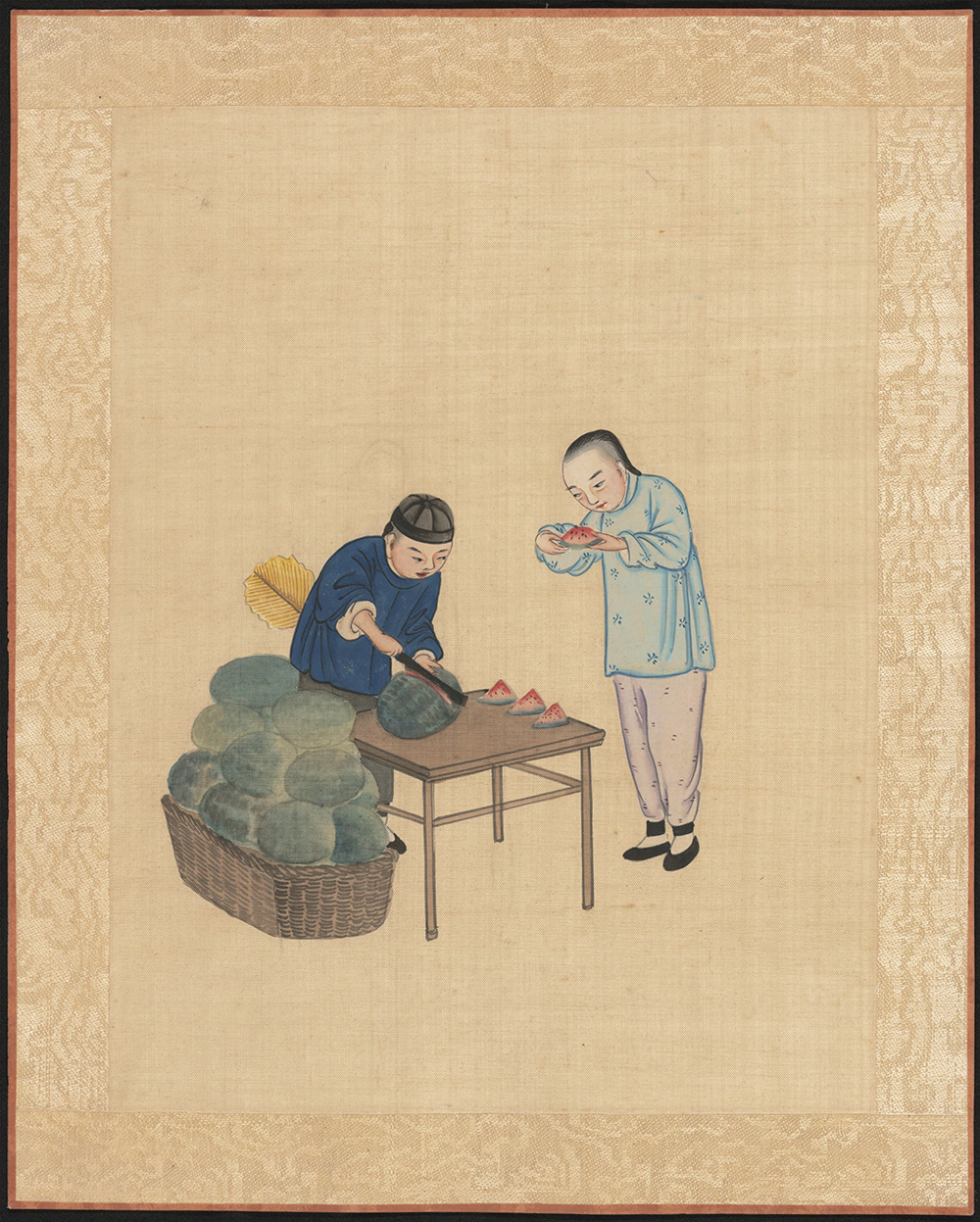 生活古代民间图册28副清代百姓服饰市井国画设计素材