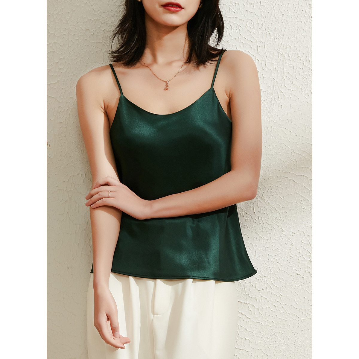 真丝优雅纯色醋酸缎面吊带性感内搭背心上衣背心吊带