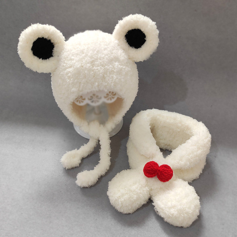 宝宝帽子冬季可爱超萌米老鼠手工编织护耳婴儿帽子