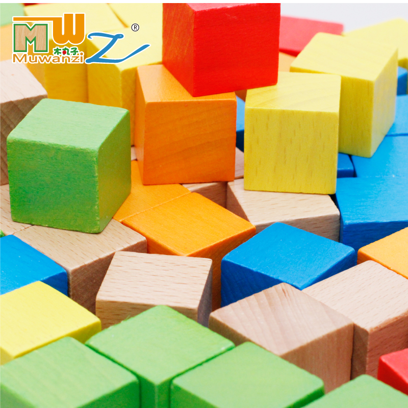 100粒正方体方块积木木制立体几何拼图教具儿童早教拼图