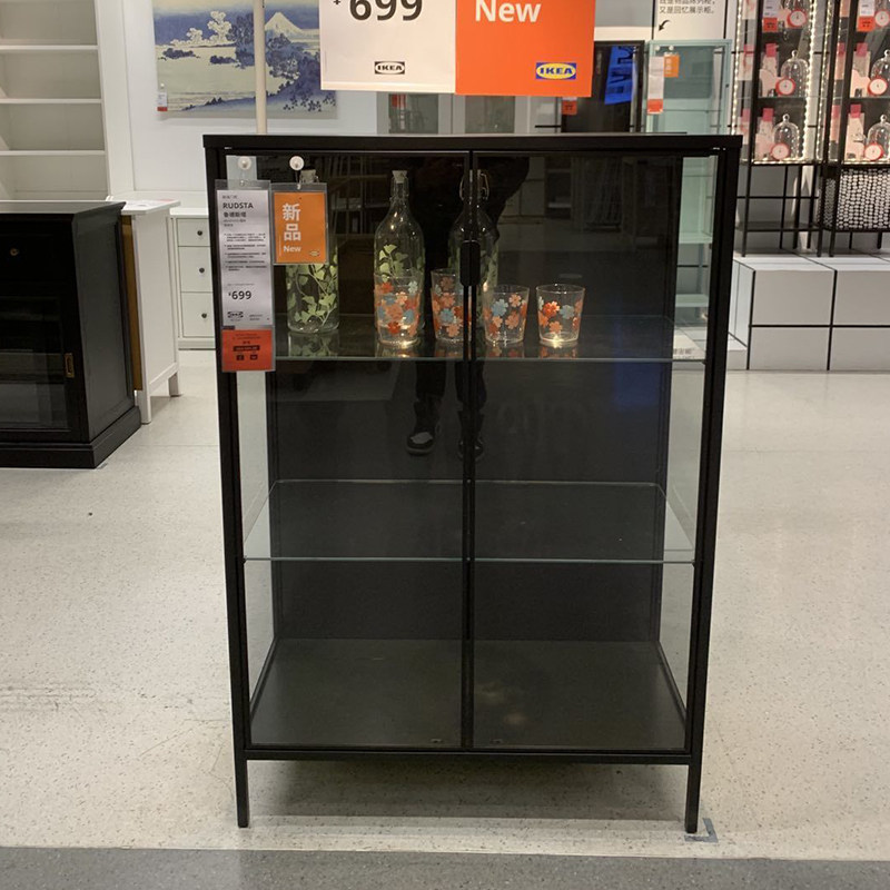 宜家德斯塔玻璃门手办展示柜玻璃柜透明礼品小乐乐高商用展示柜