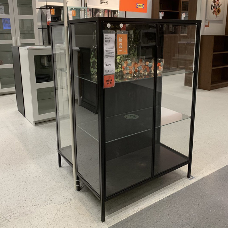 宜家德斯塔玻璃门手办展示柜玻璃柜透明礼品小乐乐高商用展示柜