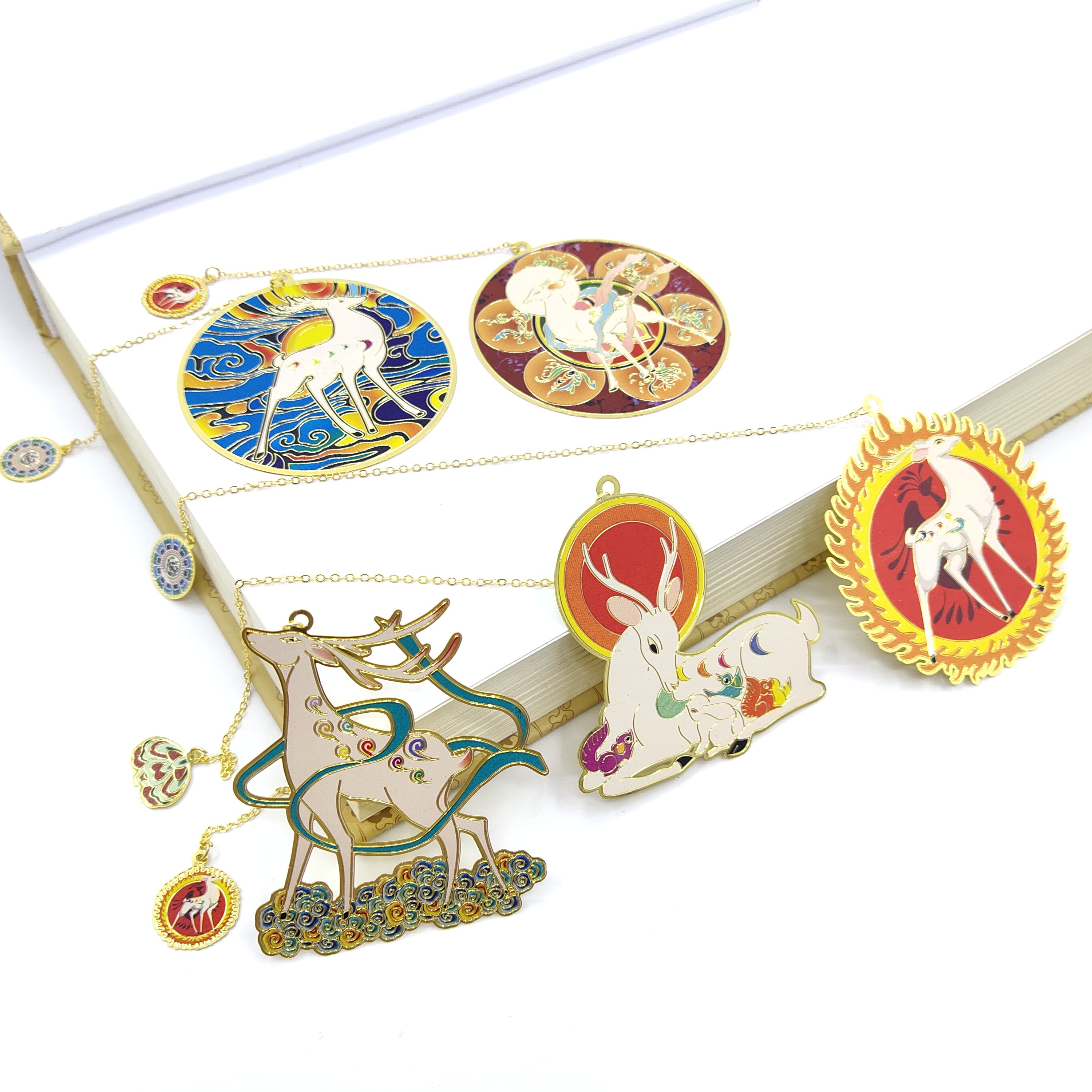 敦煌九色鹿飞天书签莫高窟文创壁画藻井金属博物馆文化创意文具