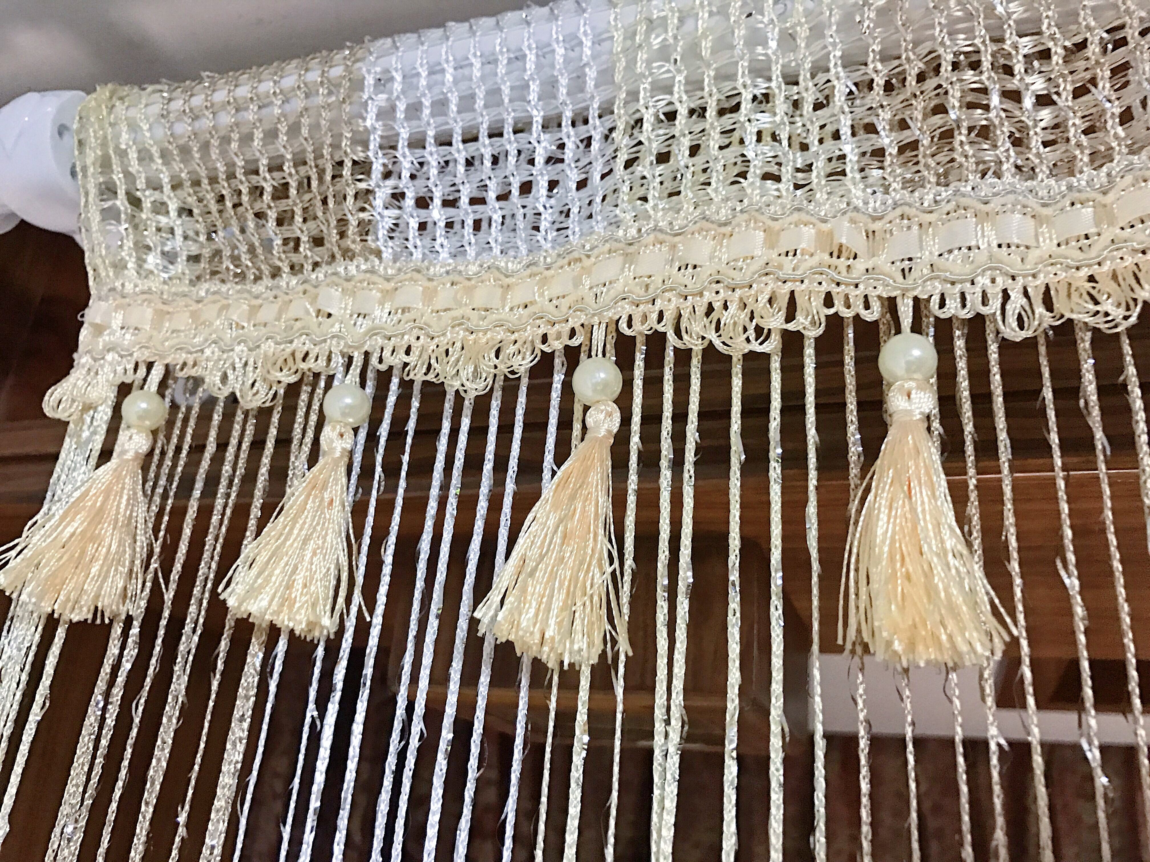 高端珍珠线帘扁银丝风水帘珠子窗帘门帘加密成品隔断玄关家饰