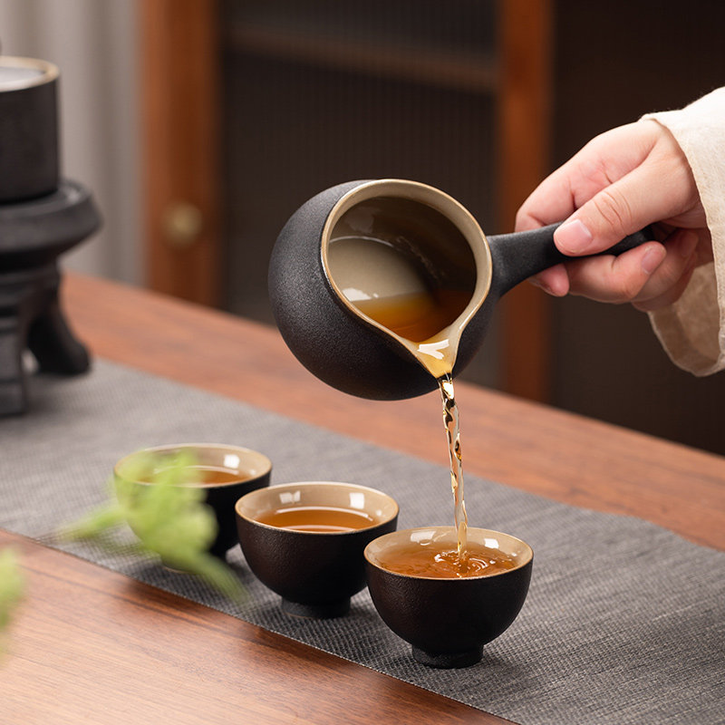 黑陶自动茶具套装家用懒人石墨冲茶旋转出水功夫茶具