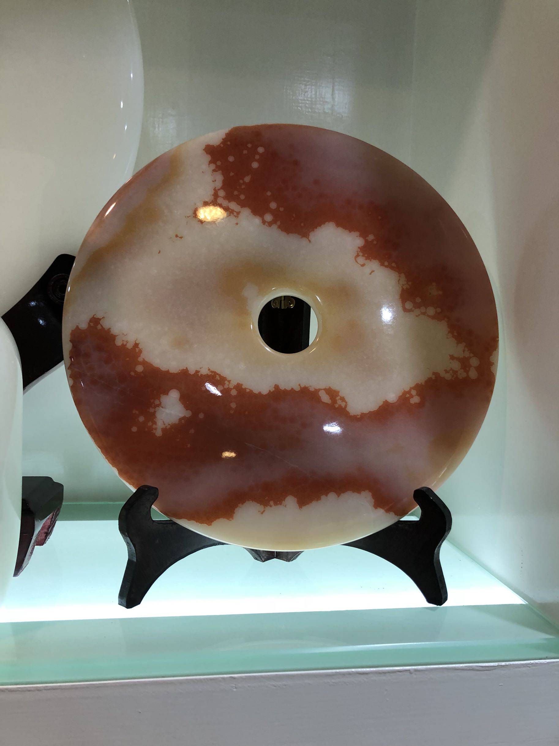 红花冰玉30公分平安扣大红花和氏摆件摆件