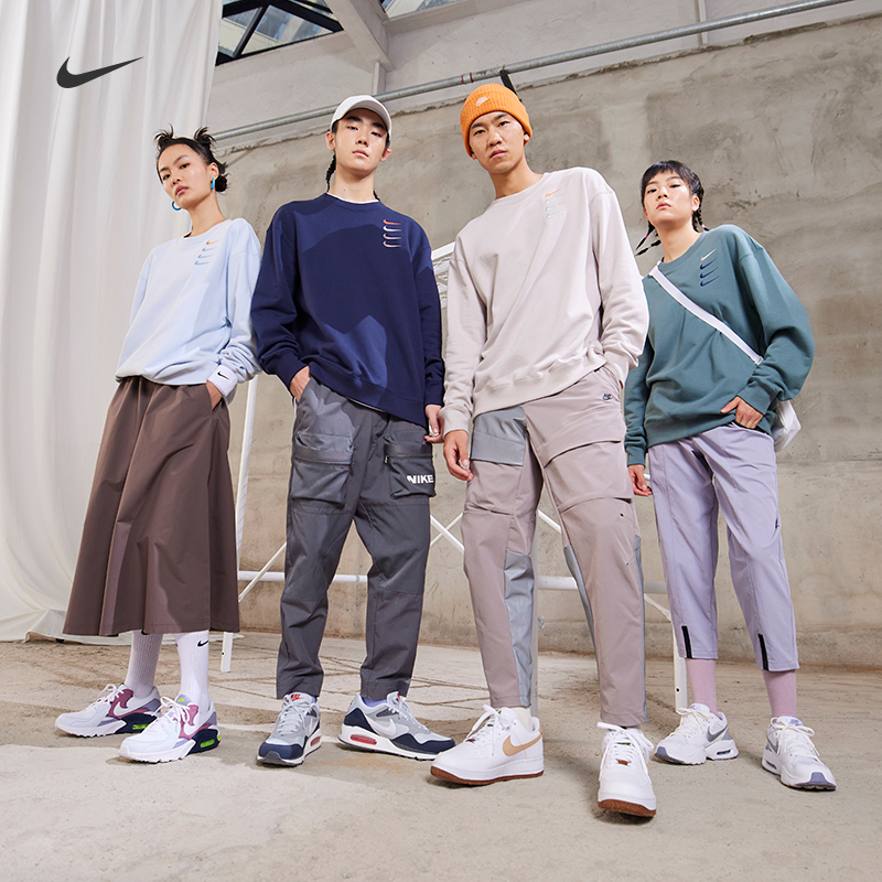 Nike耐克官方男子圆领上衣卫衣四勾宽松男女同款情侣DB9408