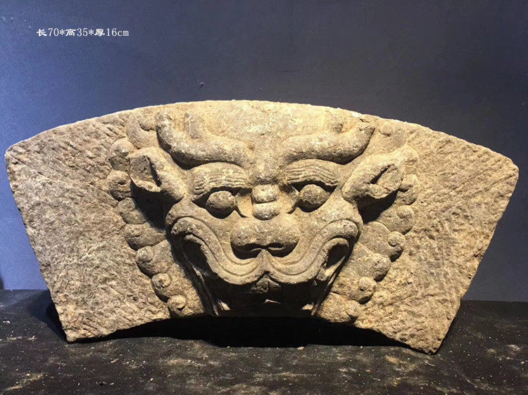 石头雕刻镇狮子门板茶桌书房案头兽面摆件麒麟石雕