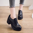 Baodi Meiqi 2021 Autumn And Winter New Leather Round Head Deep Mouth Thick Bottom Increased Women's Shoes British Fashion Single Women's Shoes Baodi Meiqi 2021 Autumn And Winter New Leather Round Head Deep Mouth Thick Bottom Increased Women's Shoes British Fashion Single Women's Shoes
