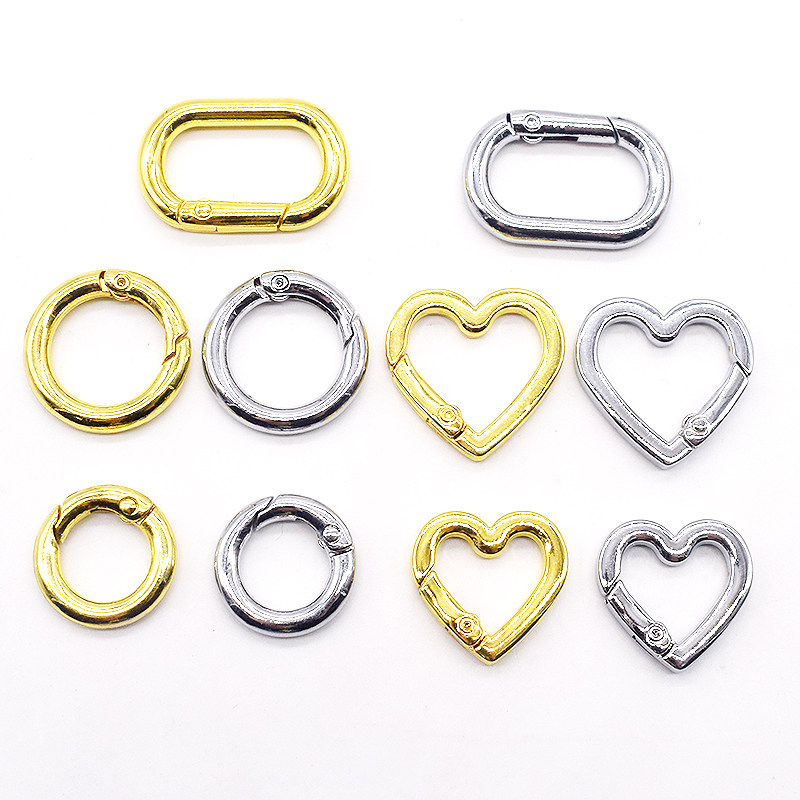 镀银银圆爱心椭圆扣可打开万能弹簧手链项链扣