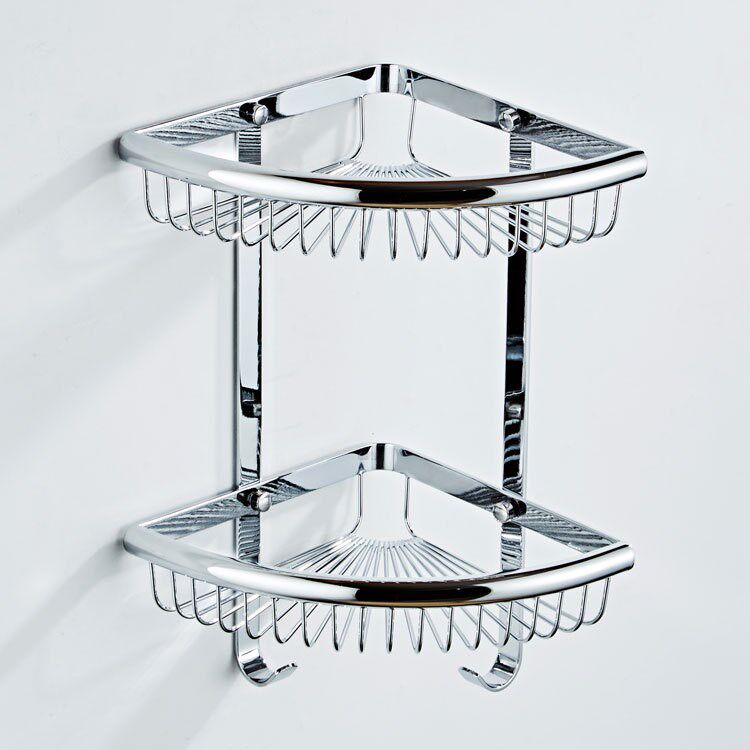 袋勾黄铜材质网篮卫生间转角三角架淋浴房置物架扇形浴室角架