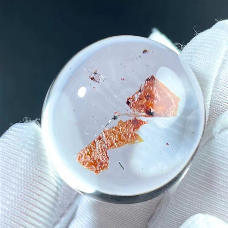 天然水晶包裹体红云母异象裸石diy配饰品男女款项坠