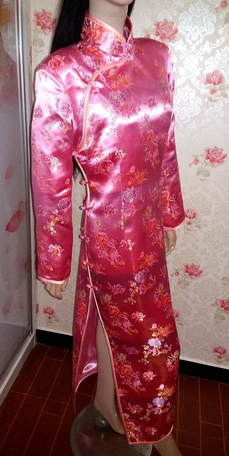 粉红红提花织锦软缎传统旗袍手工定做旗袍