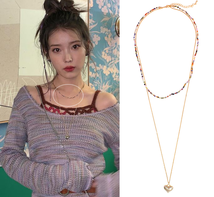 直邮知恩项链吊坠桃心撞色同款李知恩iu正品项链
