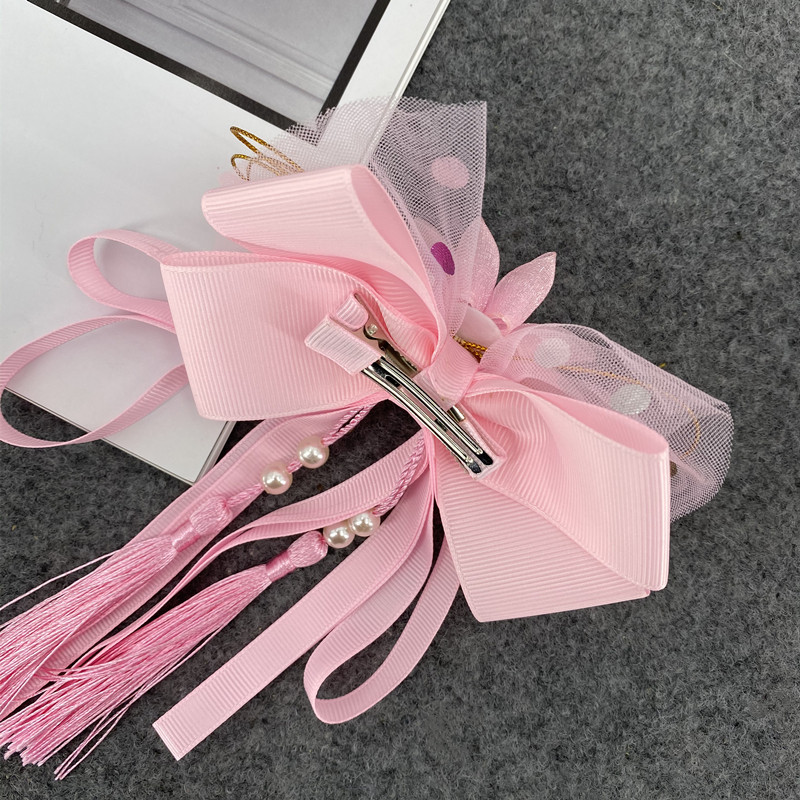 小仙女发夹大蝴蝶结流苏飘带女童公主发卡网红古风可爱头饰