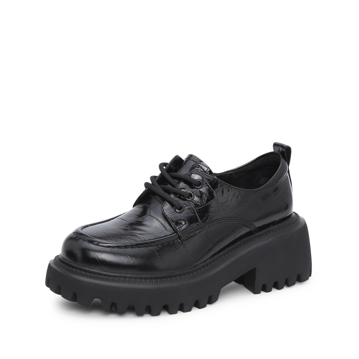 女鞋红谷减龄时尚时尚牛牛皮女士单鞋学院厚底单鞋