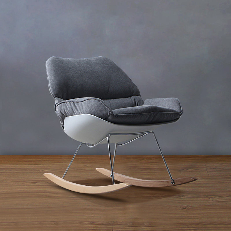 北欧简约现代摇椅成人家用懒人躺椅创意设计师布艺椅子休闲摇摇椅