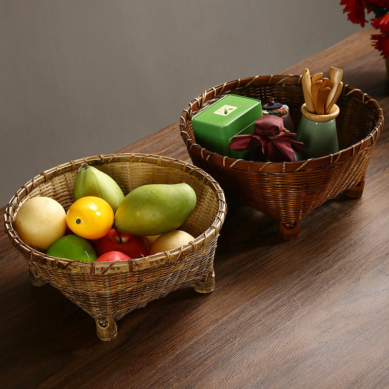 大号水果果盘竹篮客厅家用竹编创意现代收纳果盆