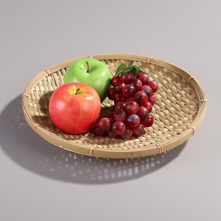 竹编簸箕 竹筛子 环保水果器皿 手工竹器 环保竹篮水果篮方形果盘