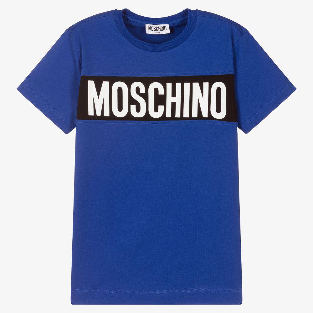 现货moschino儿童中性纯色字母logot休闲短袖上衣t恤