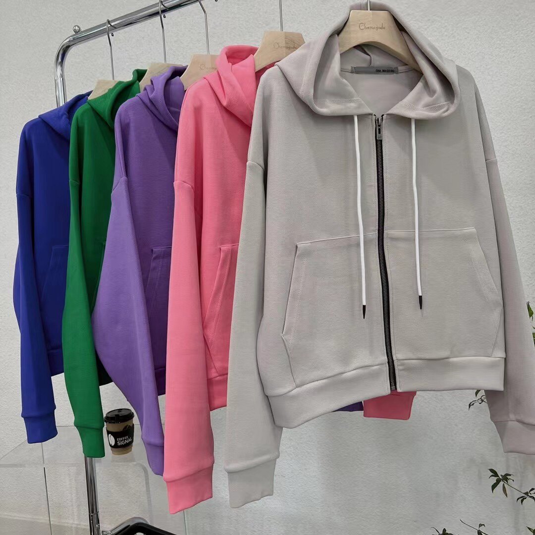 外套chamagodo珠地棉连帽小卫衣短款上衣卫衣