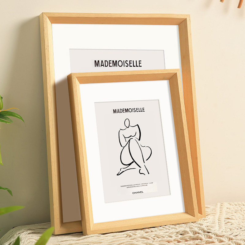 北欧实木质大相框a3a4挂墙装裱纸油画拼图海报画框框架定制4k开8k