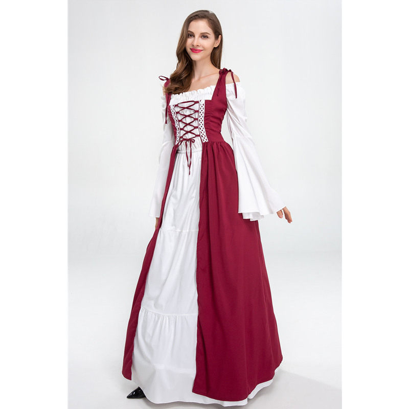 万圣节宫廷束腰欧洲中世纪复古长裙戏剧演出服cos民族服装